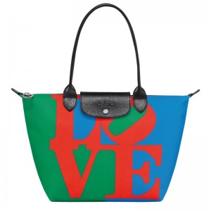 Longchamp x Robert Indiana M Tote Tassen Dames Rood Donkerblauw | 2365-YPQRB